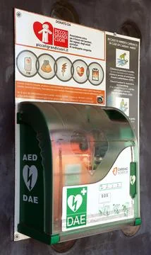 Public access defibrillator unit. Stock Photos