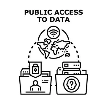 Public accessing, sharing, and protecting digital data globally Stock Illustration
