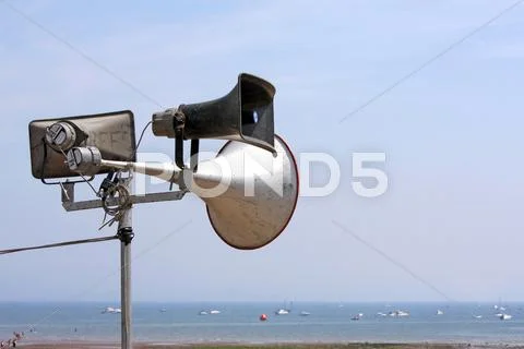 Public address speakers Stock Photos
