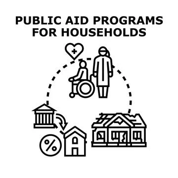 Public aid programs concept for household assistance Stock Illustration
