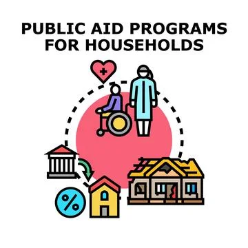 Public aid programs concept for household assistance Stockillustratie
