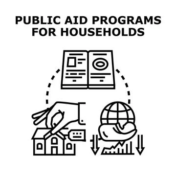 Public aid programs offering household financial support Illustrazione stock