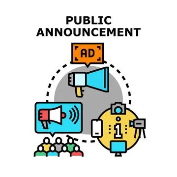 Public announcement concept using communication and media channels Stock Illustration