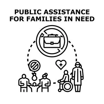 Public assistance offering support to vulnerable families Stock Illustration
