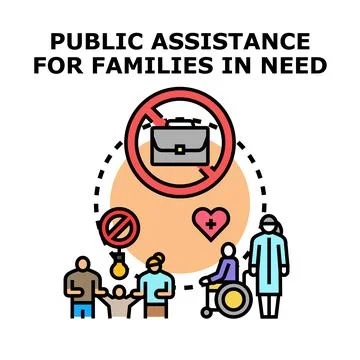 Public assistance offering support to vulnerable families Stock Illustration