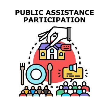 Public assistance participation concept sharing social support benefits Stock Illustration