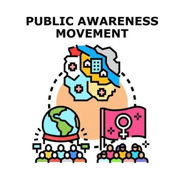 Public awareness movement concept presenting global community activism Stock Illustration