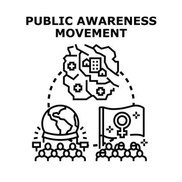 Public awareness movement concept presenting global community activism Stock Illustration