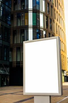 Public banner with white empty screen background with copy space for promotio Stock Photos