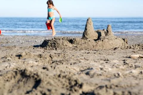 Public beach strand Stock Photos