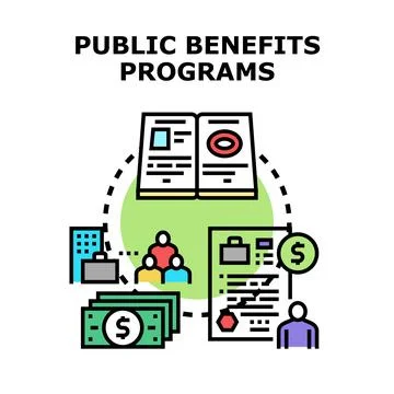 Public benefits programs offering financial social support Illustrazione stock