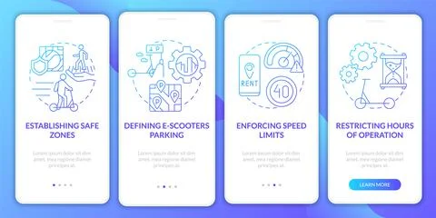 Public bicycle scheme rules onboarding mobile app page screen Stock Illustration