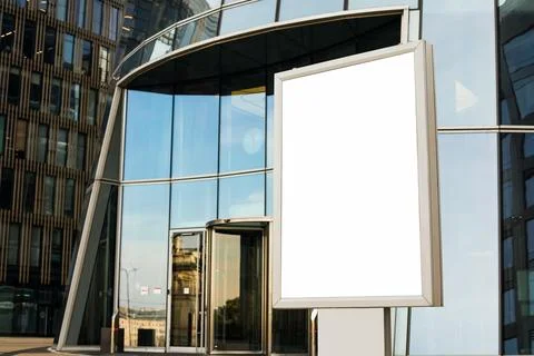 Public billboard with white empty screen background with copy space for promo Foto stock