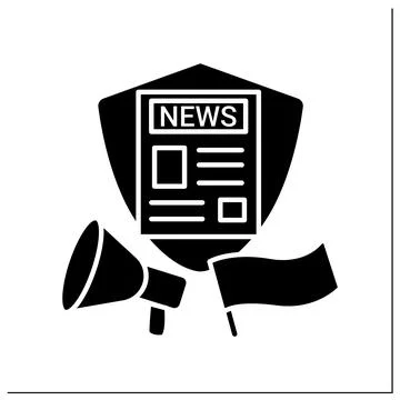 Public broadcasting of social problems glyph icon Stock Illustration