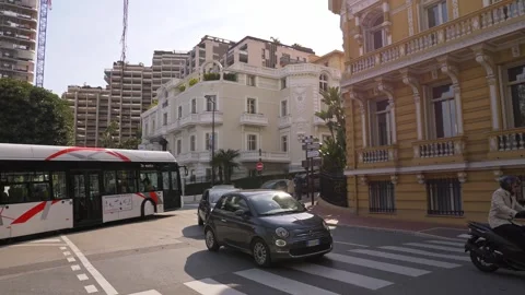 Public Bus and Traffic on Monte Carlo Street Monaco 4K Stock Footage 343629200