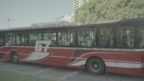 Public buses in motion in Buenos Aires, Argentina Stock-Footage 345138313