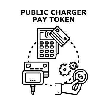 Public charger pay token payment system concept 스톡 일러스트