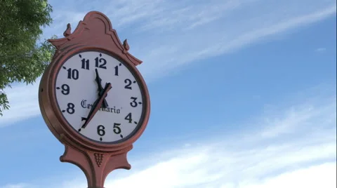 Public clock, clockwise are moving faster.Tlaxcala, Mexico TIME LAPSE-FULL SHOT. Stock Footage 42496994
