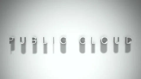Public cloud 3D title animation white text on a white background Stock Footage 299373747