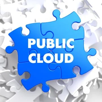 Public Cloud on Blue Puzzle. Stock Illustration