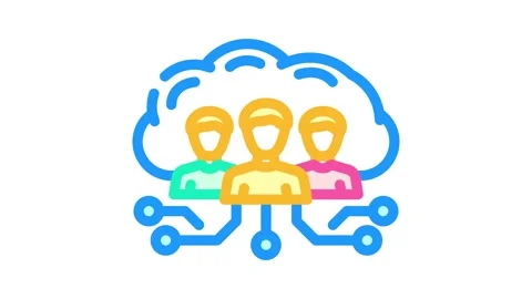 Public cloud computing color icon animation Stock Footage 327259988