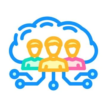 Public cloud computing color icon vector illustration Stock Illustration