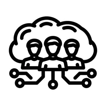 Public cloud computing line icon vector illustration Stock Illustration