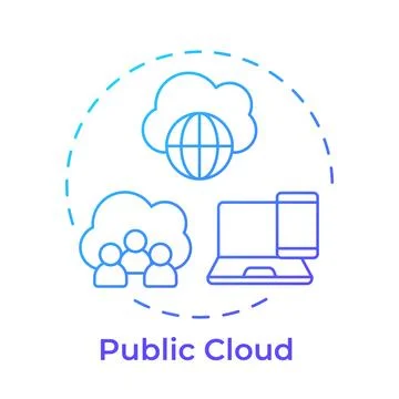 Public cloud gradient outline concept icon Stock Illustration