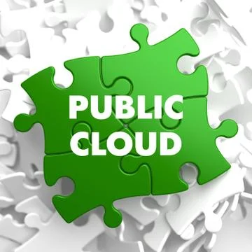 Public Cloud on Green Puzzle Stock Illustration