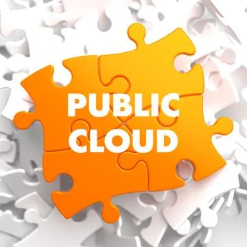 Public Cloud on Orange Puzzle. Illustrazione stock