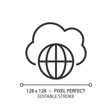 Public cloud pixel perfect linear icon Illustrazione stock