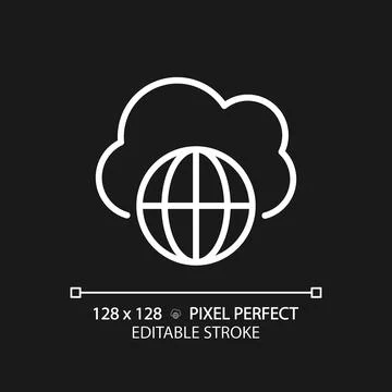 Public cloud pixel perfect white linear icon for dark theme Stock Illustration