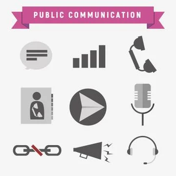 Public Communication Icon Set Stock Illustration