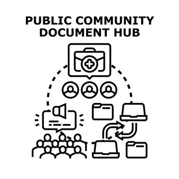 Public community document hub concept illustration Stock Illustration