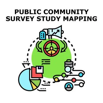 Public community survey study mapping concept Stock Illustration