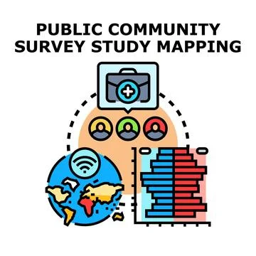 Public community survey study mapping research Stock Illustration