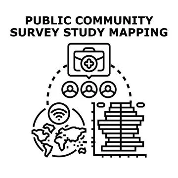 Public community survey study mapping research 库存插图