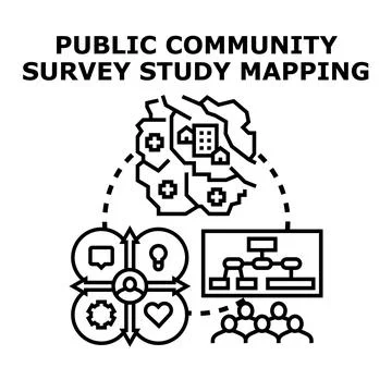 Public community survey study mapping concept Stock Illustration