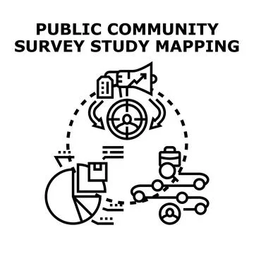 Public community survey study mapping concept Stock Illustration
