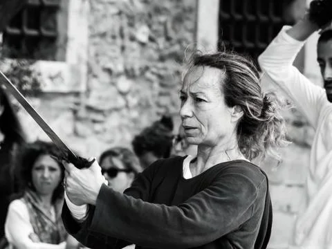 Public dance performance at the Castelo de Sao Jorge Stock Photos