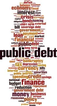 Public debt word cloud Stock Illustration
