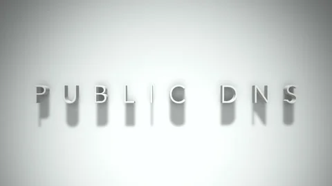 Public dns 3D title animation with shadows on a white background Stock Footage 296930180