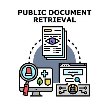 Public document retrieval process using online search technology Illustrazione stock