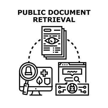 Public document retrieval process using online search technology Illustrazione stock