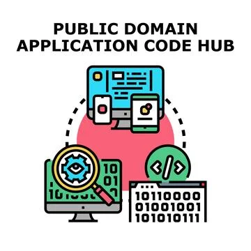 Public domain application code hub concept 스톡 일러스트