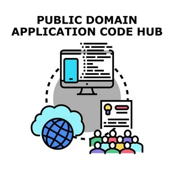 Public domain application code hub concept 库存插图