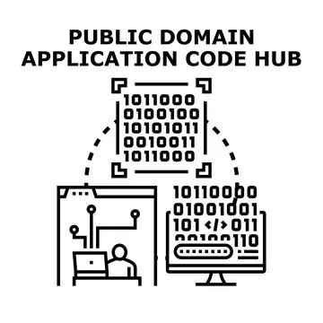 Public domain application code hub concept Stockillustratie