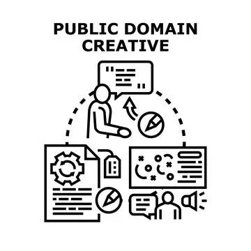 Public domain creative content creation and sharing Illustrazione stock