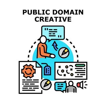 Public domain creative content creation and sharing Stock Illustration