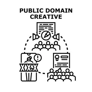 Public domain creative process generating digital content Stock Illustration